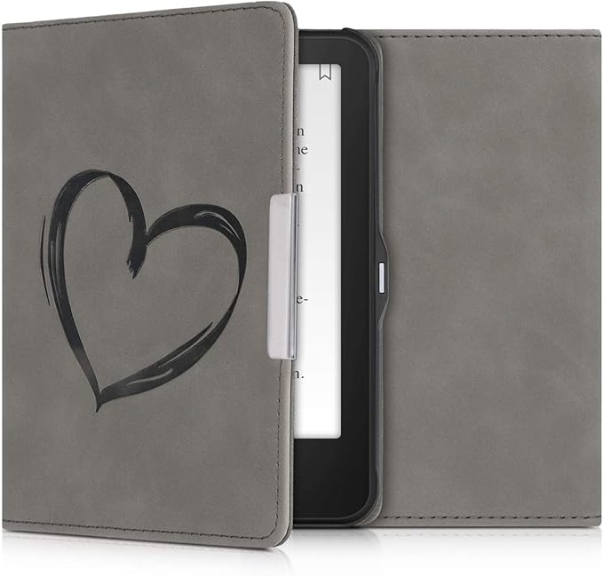 KW-Commerce Hülle für Tolino Vision 1/2/3/4 HD - Kunstleder Cover mit Herz-Muster, Auto Sleep/Wake, Magnetverschluss – 48972