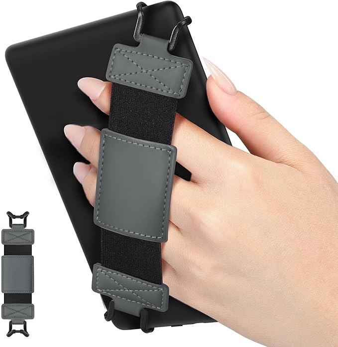 MoKo Tablet Handschlaufe für 6-8 Zoll Kindle Fire Kobo eReader - Universeller Fingerhalter Griff grau – CTC240600