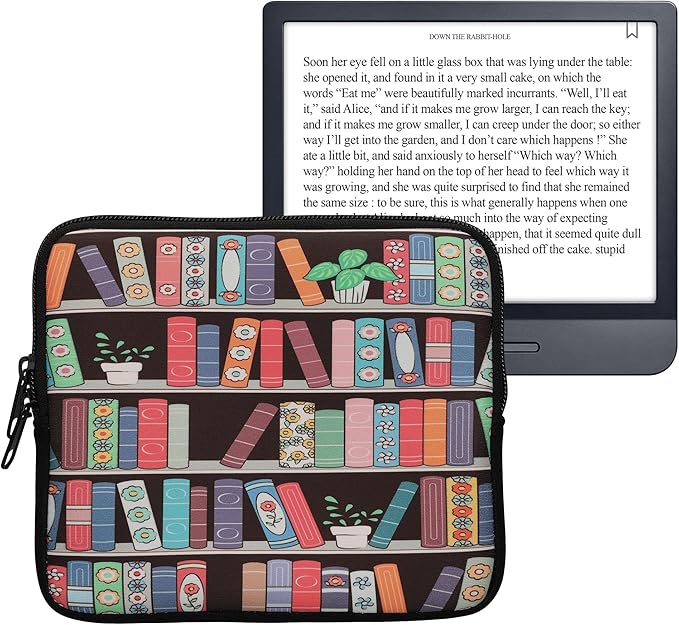 kwmobile Neopren Schutzhülle für eReader - Universaltasche mit Pflanzenmotiv, Reißverschluss, wasserabweisend – KWM000016LM006C