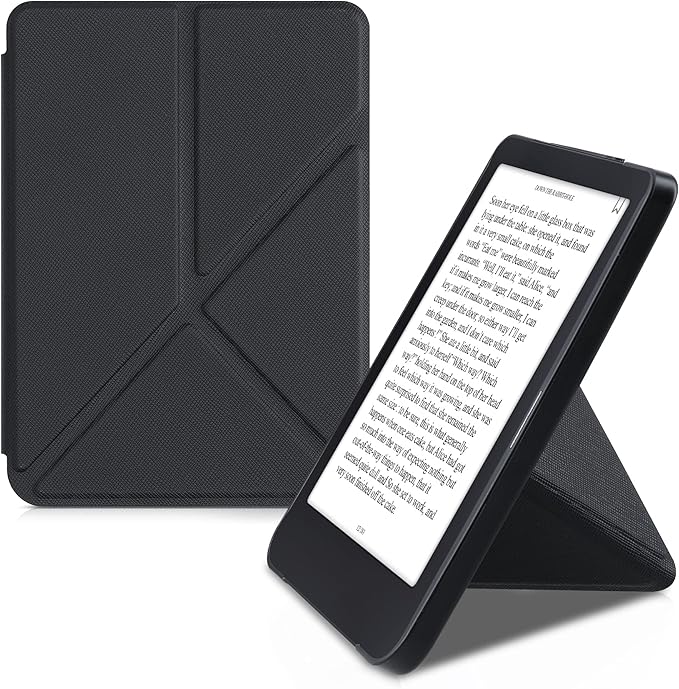 KW-Commerce Hülle für Tolino Shine 3 - Kunstleder Cover mit Origami-Ständer und Magnetverschluss - Schwarz – 46641