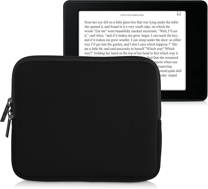 kwmobile Schutztasche für eReader - Neopren Hülle Cover Case 17,5 x 14,7 cm wasserabweisend Reißverschluss Schwarz – 57397