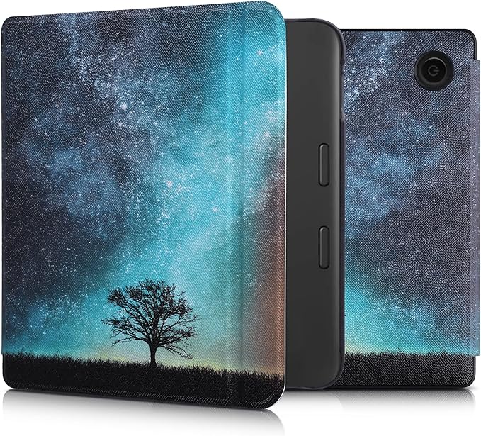 KW-Commerce Klapphülle kompatibel mit Tolino Vision 6 - Schutzhülle mit Magnetverschluss und Lederoptik in Galaxie Baum Design – 56594