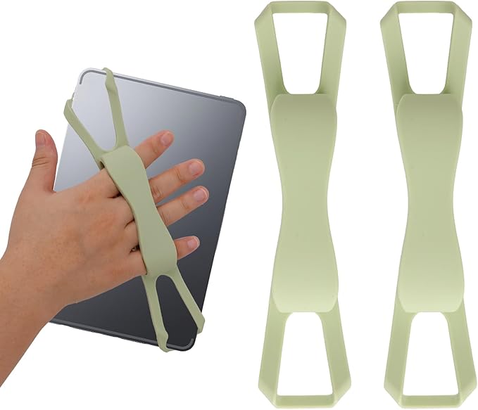 lasuroa 2 Stück Handgurt für Kindle & Tablets bis 0,23m, Bequemer Lesegriff für Paperwhite/Kobo/Oasis/E-Book/Handy (Grün) – F29043