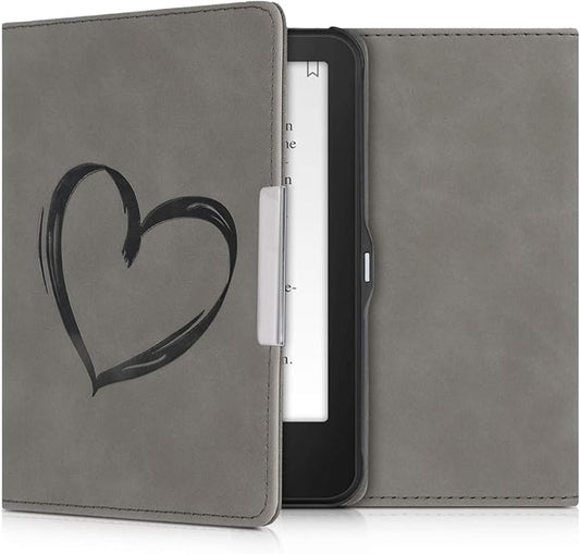 KW-Commerce Hülle für Tolino Vision 1/2/3/4 HD - Kunstleder Cover mit Herz-Muster, Auto Sleep/Wake, Magnetverschluss – 48972