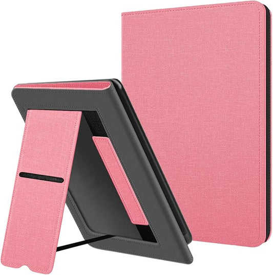 TOKILO Hülle für 7" eReader 2024 & Colorsoft Signature Edition - Kickstand Schutzhülle mit Auto Sleep/Wake, Handschlaufe (C1-Rosa)