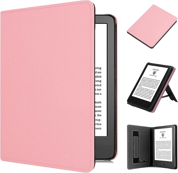 TOKILO Hülle für 6" eReader 11. Generation (2024/2022) mit Auto Wake/Sleep, Standfunktion & Handschlaufe – Rosa