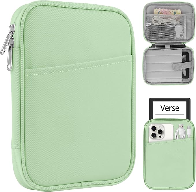 HoYiXi Universal Sleeve Hülle für 6"-7" E-Book Reader Kindle Paperwhite 2024-2012, Kobo, Tolino, Sony, wasserdicht, grün