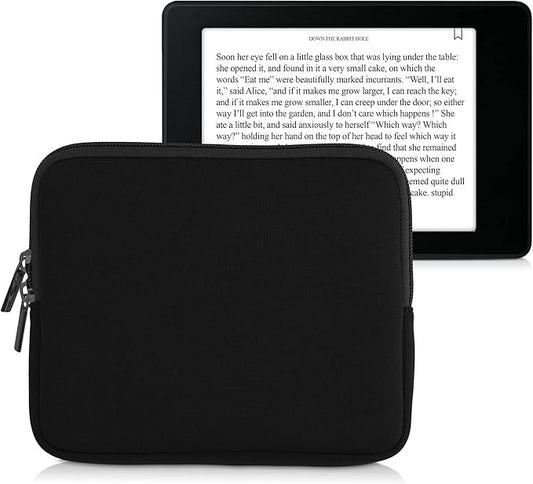 kwmobile Schutztasche für eReader - Neopren Hülle Cover Case 17,5 x 14,7 cm wasserabweisend Reißverschluss Schwarz – 57397