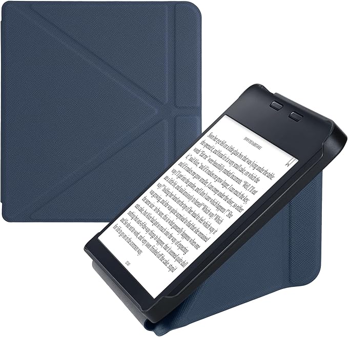 kwmobile Hülle für Kobo Libra 2 - Kunstleder Case mit Origami-Ständer & Magnetverschluss - Dunkelblau – 56576