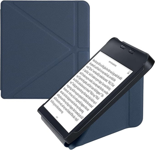 kwmobile Hülle für Kobo Libra 2 - Kunstleder Case mit Origami-Ständer & Magnetverschluss - Dunkelblau – 56576
