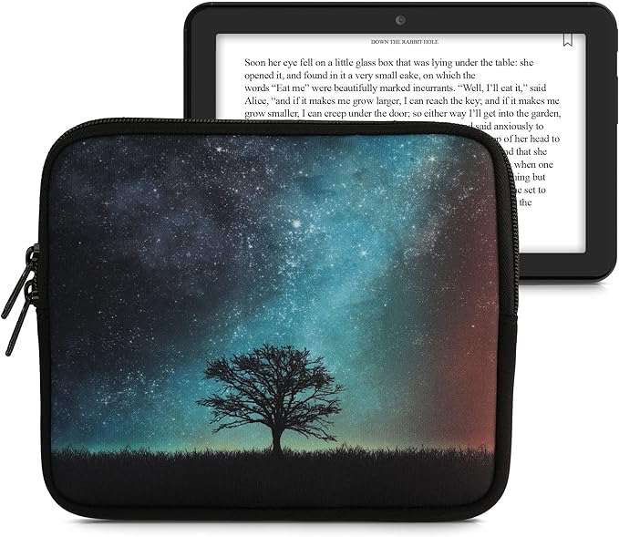kwmobile Schutzhülle für eReader 59015 - Universale Neopren Tasche mit Galaxie Design, Reißverschluss, wasserabweisend